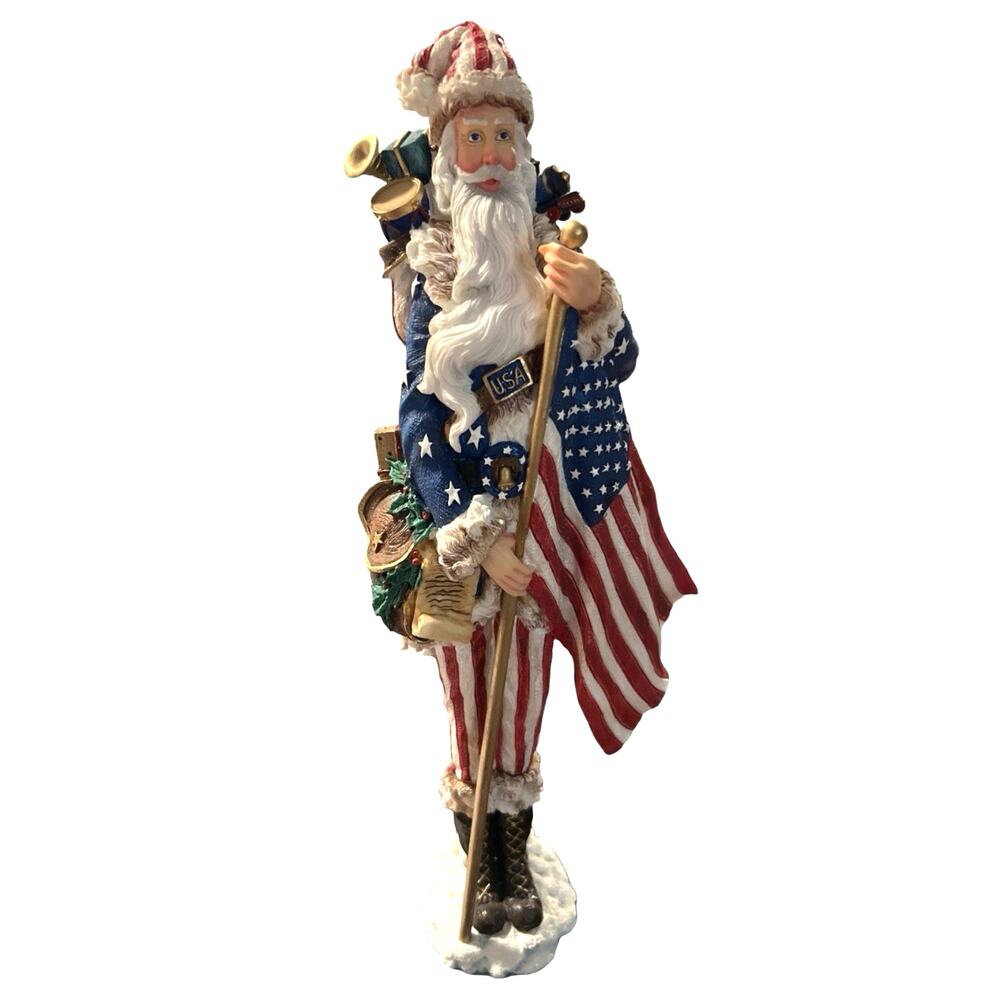 Lenox Star Spangled Santa Pencil Santa 12 1/2 IN. Tall Christmas patriotic.